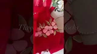 Hand Painted Red Hibiscus Chiffon Saree for Special Occasions | Threads And Blocks