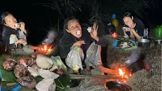 Wild Potato Searching in Forest ! Cooking And Eating ! Night Survival Challange ! 