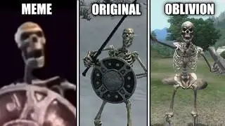 Meme VS Original | Skeleton Banging Shield Comparison