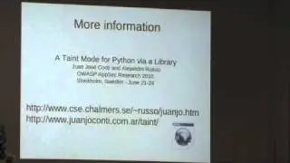 OWASP AppSec 2010: A Taint Mode for Python via a Library 2/2