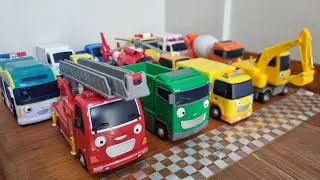 Tayo The Little Bus Cars Slides on the Track, Truck, Ambulance, Mixer Truck, Police Car, Bulldozer 3