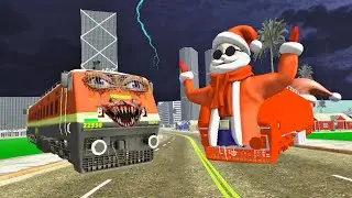 Santa Claus Train vs Haunted Train Fight - Indian bikes driving 3d game