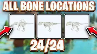 🎃ALL 24 BONES LOCATIONS FOR GRAVE DIGGER QUEST IN ANIMAL SIMULATOR DINOSAUR EVENT! ROBLOX
