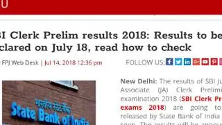 SBI junior associates preliminary exams result will be declared on July 18