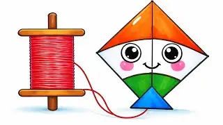 आसान पतंग ड्रॉइंग बच्चों के लिए 🪁| Kids Friendly Kite Art |  Cute Happy Kite Drawing