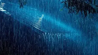 Cure Insomnia with Heavy Rainstorm, Strong Wind & Deep Rolling Thunder on Metal Roof in Stormy Night