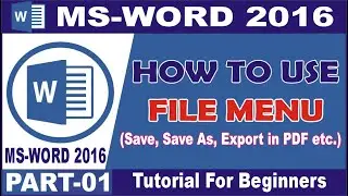 How to Use File Menu in MS Word 2016, Complete Course for Beginners Part 01 | #saleemskills