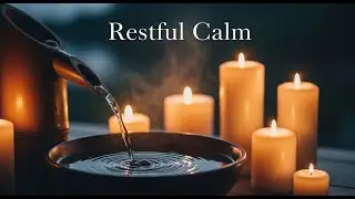 Relaxing Zen Light Flow Bamboo Fountain and Candle Glow for Deep Sleep Meditation Healing Serenity