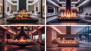 Living Room with a Digital Fireplace