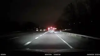 confused driver and a contracting van driving with flashing yellow lights on highway - viofo video