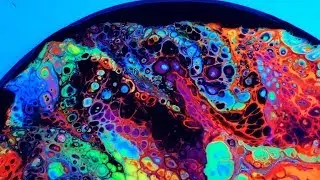 Gorgeous Cells - rainbow fluid acrylic paint pouring - flip cup, tilt, drag, swipe, dirty pour