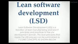 LEAN SOFTWARE DEVELOPMENT (LSD)