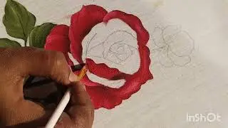 Red rose real flower painting design 💕