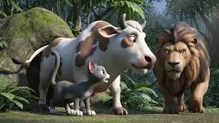 🐵🔥 Jungle Friendship Adventure | Monkey, Lion, Cat & Cow Save the Forest 🌳❤️ | FarmFunWithMonkey
