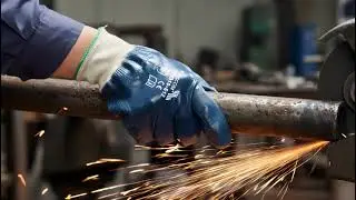 Arbeitsschutzhandschuhe [4015] | dunkelblau/beige | Nitril-Vollbeschichtung | Verschiedene Gr&ouml;&szlig;en
