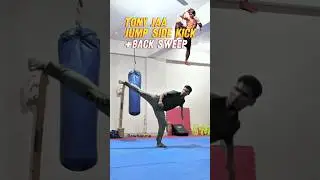 Tony Jaa jump side kick + sweep #short #tutorial #tonyjaa #martialarts #taekwondo #karatekid #kick