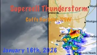 Severe Supercell Thunderstorm in Coffs Harbour *Loud Thunder + Heavy Rainfall!*