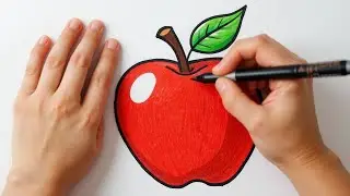 How to Draw a Cute Apple Easy for Kids and Toddlers! 🍎 Apple fruit images for drawing सेब का चित्र