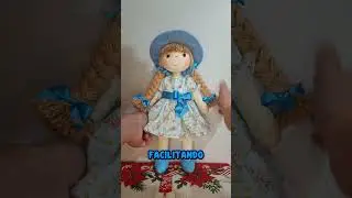 Boneca de Pano Mia: Charme e Eleg&acirc;ncia para Decora&ccedil;&atilde;o (40cm) | Rosa &Iacute;ris Artesanato