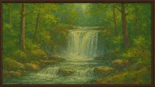 4K TV Art | Impressionist Forest Waterfall | 8-Hour Relaxing Nature Ambience
