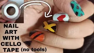5 EASY NAIL ART DESIGNS USING CELLO TAPE - DIY IDEAS / no tools nail art at home for beginners 💅