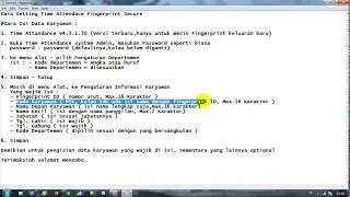 CARA SETTING ABSENSI FINGERPRINT SECURE - CARA ISI DATA KARYAWAN