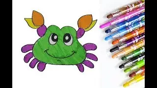 How to Draw Colorful Crab Coloring Pages Animals for Kids | Art Colors for Children
