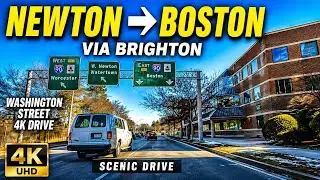 🚗 Washington Street Newton to Longwood Ave Boston MA | 4K Scenic Drive - 1/18/22