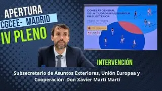 Intervenci&oacute;n_Subsecretario Asuntos Exteriores Uni&oacute;n Europea Cooperaci&oacute;n Xavier Mart&iacute;  IV PLENO CGCEE