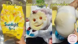 Day 5 💛Mini laundry powder 250g + Hot water🥵Stacked squeezes🧽🫧