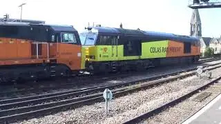 COLAS 60096,70816 WITH HORN ON 0F84 AT GLOUCESTER 070518