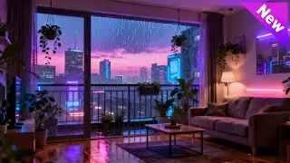🔴 LIVE Rain Sounds & Lofi Beats 🌧️ | Cozy Neon City for Study, Relax & Sleep