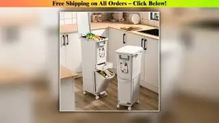 29L/32L Large Dual-Compartment Trash Can Foot Pedal Durable Plastic Bin Dry/Wet Separation Secure