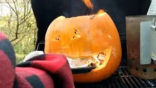 Jiffy Pop Challenge Cooking Jiffy Pop in a Jack o lantern Part 1