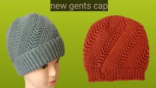 Easy gents cap knitting design in Hindi/ topi banane ka tarika /topi ka design/knitting hat