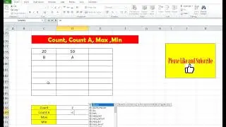 Count, Count A, Max ,Min formula in Excel.