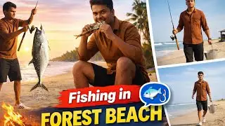 Survival Fishing Near Forest Beach | Calm Cinematic ASMR #forest #fishing #forestlife 