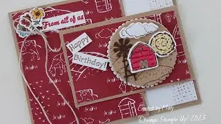 Fun Fold card using On The Farm bundle from Stampin' UP!