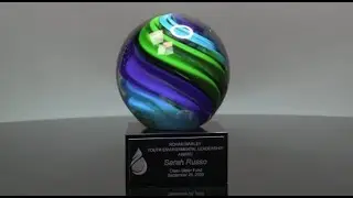 Blue & Green Sphere Art Glass Award AGS56 with Free Personalization
