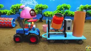 DIY Mini Tractor Science Project Builds Concrete Bridge| diy mini construction&lrm;⁨ MiniTractorCreators