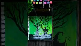 Day 25 | 31 Days of Halloween Drawing Challenge 🎃👻 |Wicked Witch & cursed apple| #viral #halloween