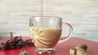 tea (chai) with ginger (adrak)basil and jaggery |