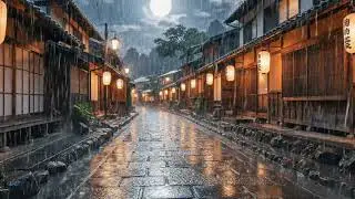 Sleeping Japanese Village Rain 🌧️ Deep Night Ambience for Sleep