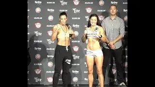 Julia Budd vs. Arlene Blencowe - Weigh-in Face-Off - (Bellator 189: Budd vs. Blencowe 2) - /r/WMMA