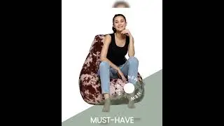 Cotton Blend Tie-Dye Bean Bag Cover - Brown