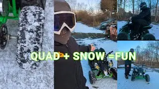 Driving a quad bike in the snow 