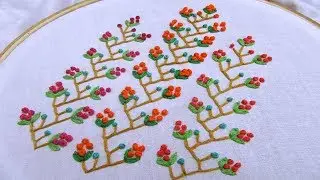 Hand Embroidery | Feather Stitch with French Knot | Hand Embroidery Designs #30