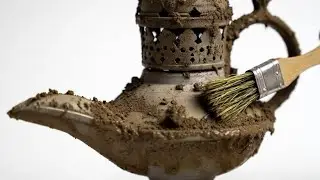Cleaning The GRIMIEST Persian Antique Oil Lamp | ASMR