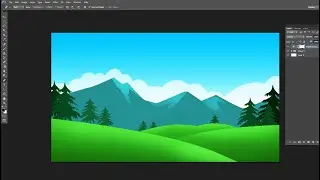 How to draw Easy Landscape on Photoshop tutorial Beginners | Photoshp Art