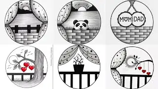 Easy 6 Circle Scenery Drawing Ideas / Pencil Drawing / Circle Drawing Scenery / Nature Landscaperaw
